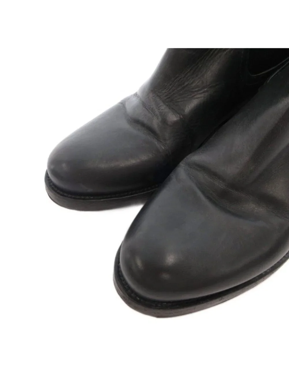 Prada Side Gore Boots Leather Short Almond Toe Black